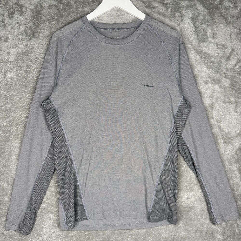 Patagonia Capeline Baselayer Mens Medium Gray Pullover Long Sleeve Crewneck Logo